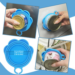 SJANE stainless steel spoon blue handle scooping wet food with ease.