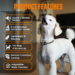 SKBAK bark collar showcasing four modes for gentle behavior shaping.