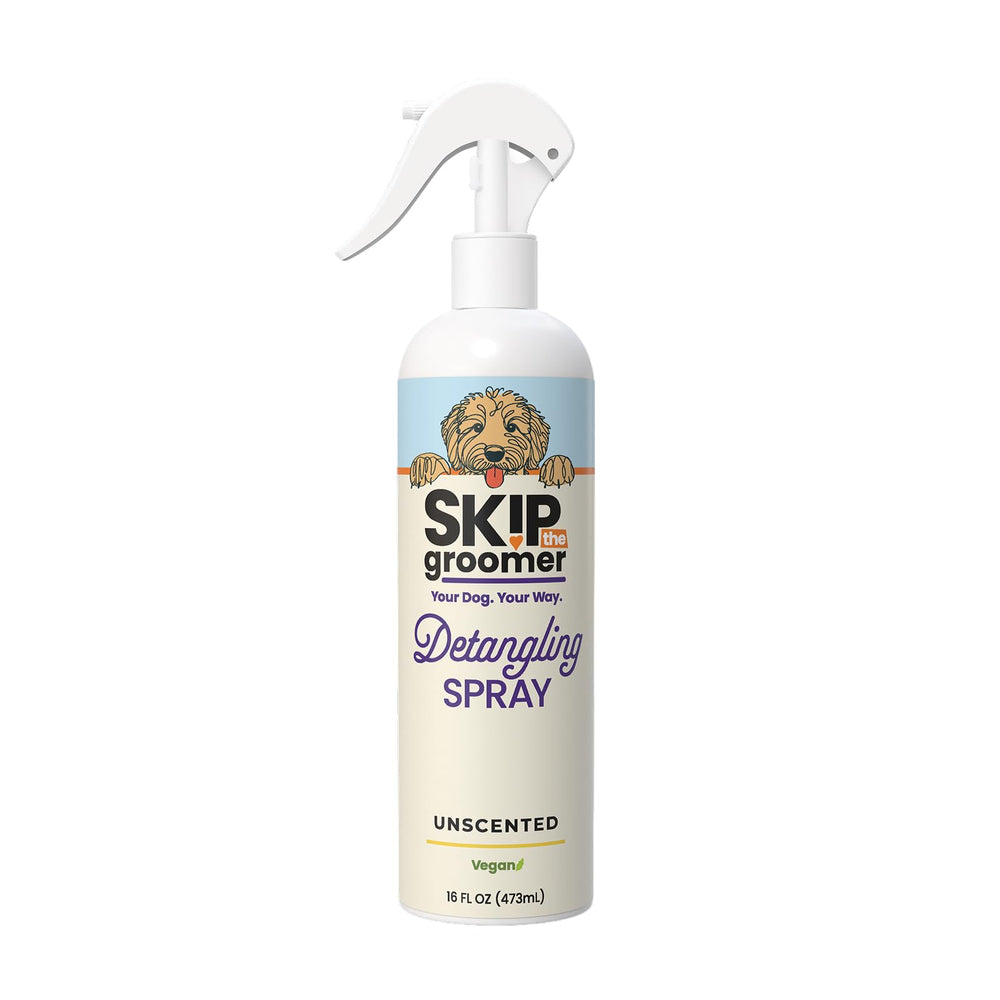 Skip the Groomer detangling spray bottle eases knots for smoother brushing