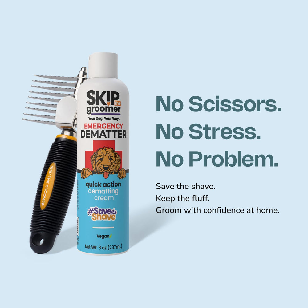 Skip the Groomer emergency dematter made-in-usa formula supports safe dematting results.