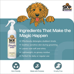 Skip the Groomer lightweight no-residue spray on coat in application