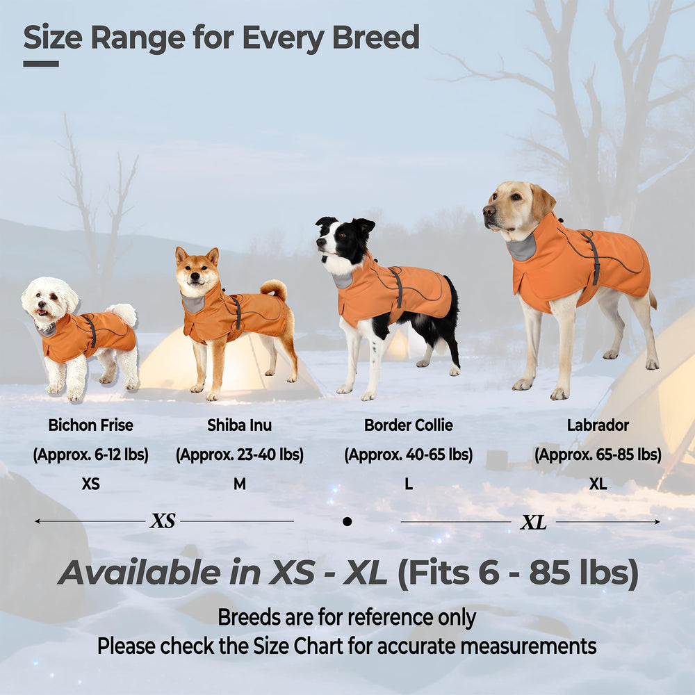 SKIPGEAR Softshell Dog Winter Vest Blaze-orange color boosts visibility on hikes.