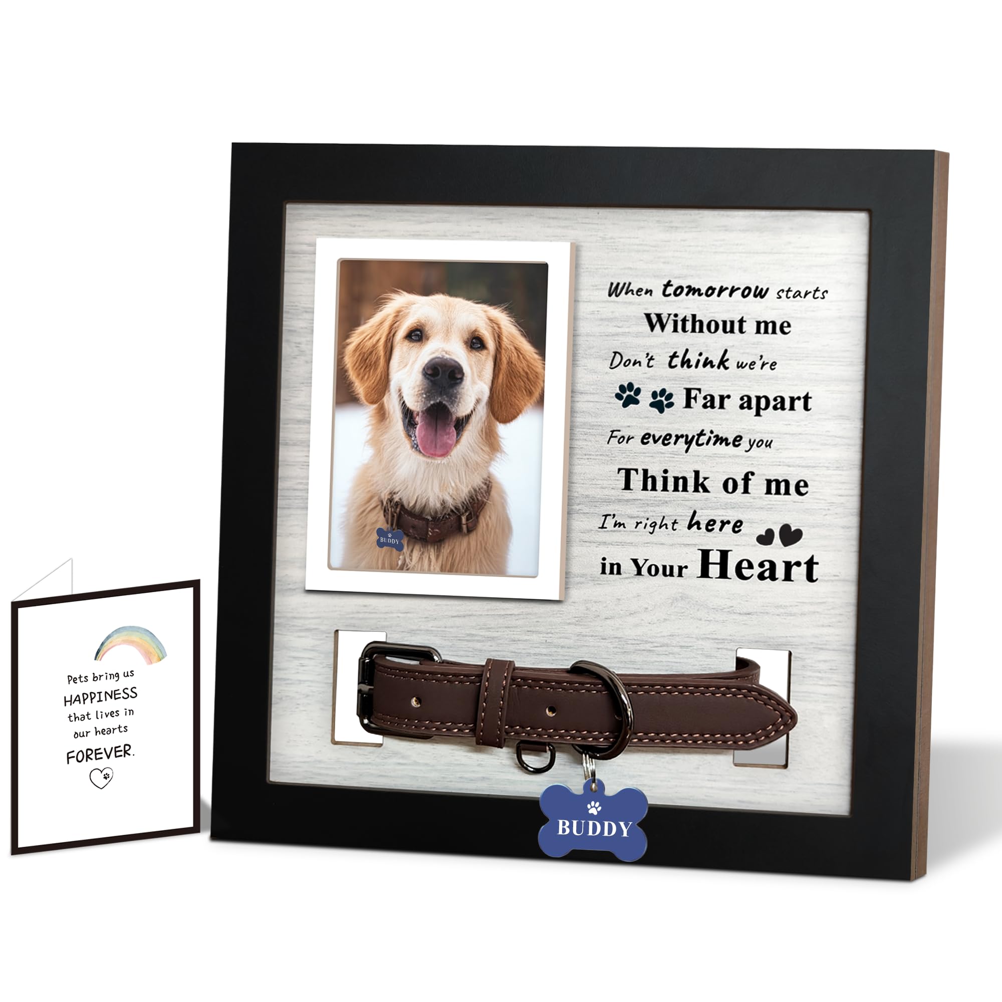 Skittypurr dog loss gift frame with collar holder for memorial display.
