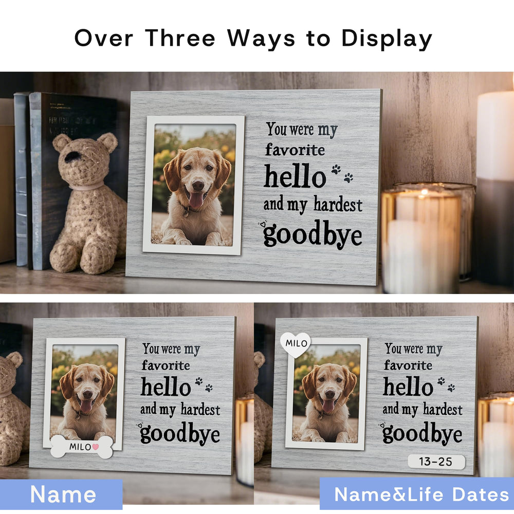 Skittypurr dog memorial frame displaying a cherished photo with a clean white border.