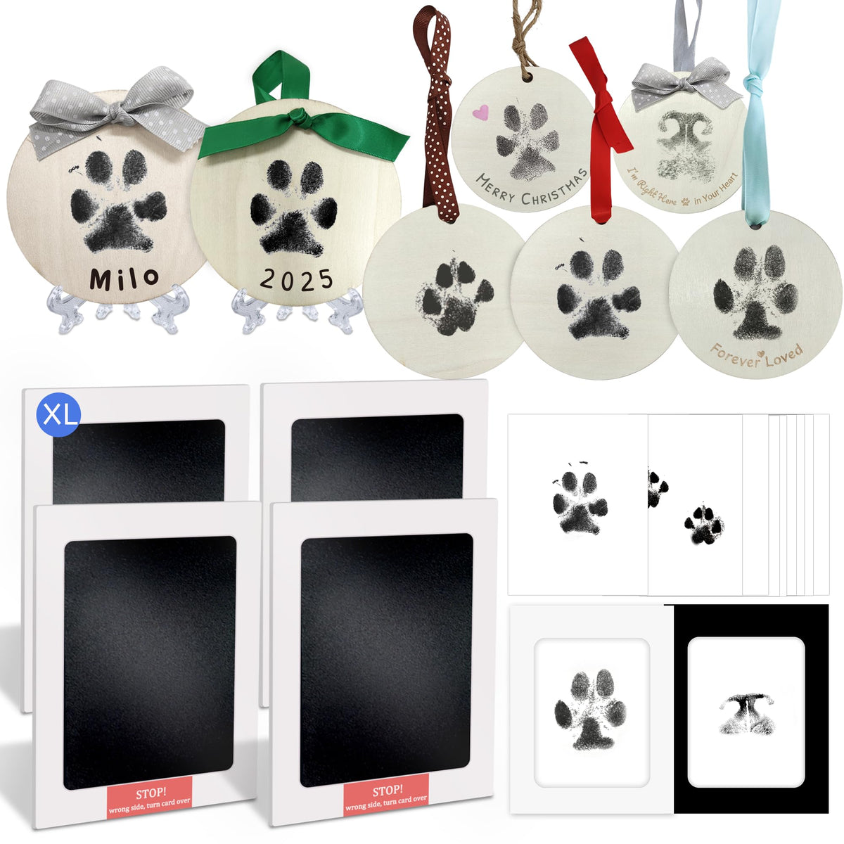 Skittypurr inkless paw print ornament-disc shows a mess-free keepsake