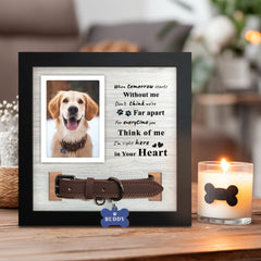 Skittypurr pet memorial frame full view highlights photo and collar.