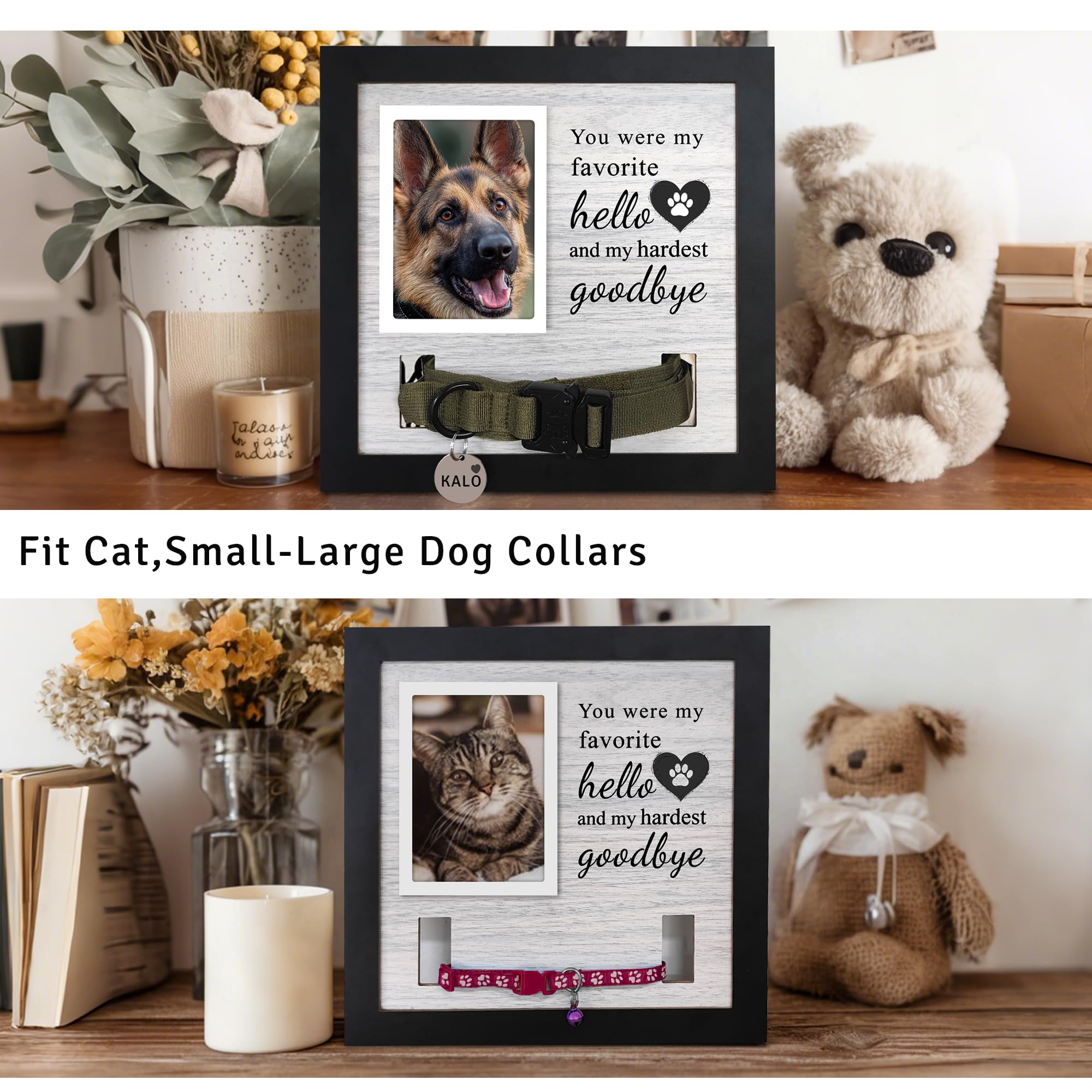 Skittypurr wooden pet memorial frame features durable wood and two-tone finish