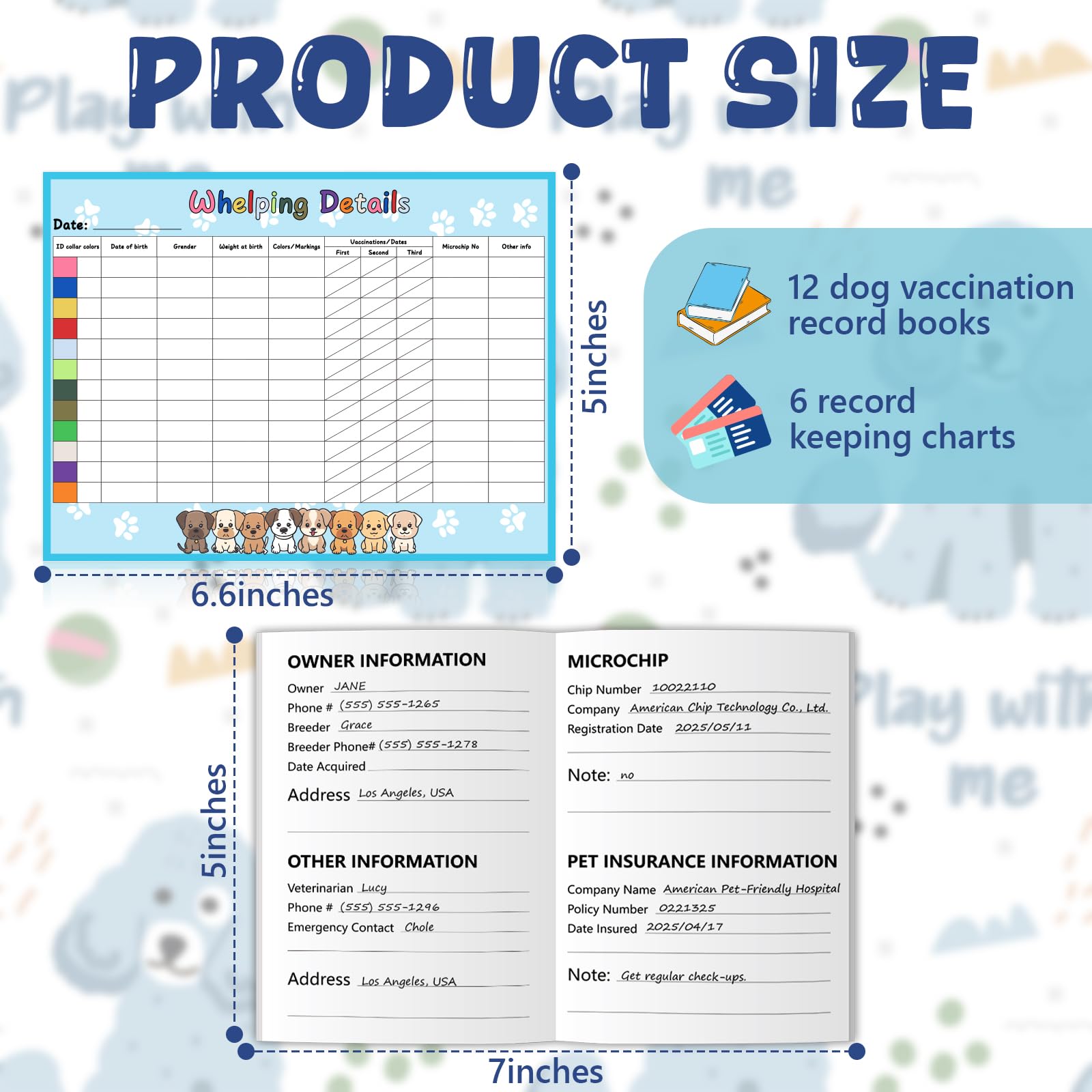 SKLENICE puppy health record books stack showing durable color printing