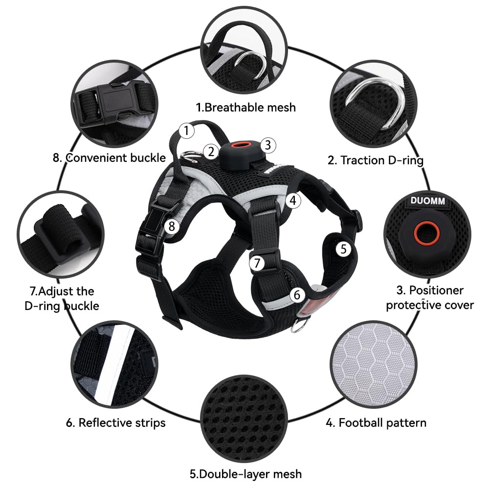 Skmeditec cat harness with reflective strips for nighttime visibility.