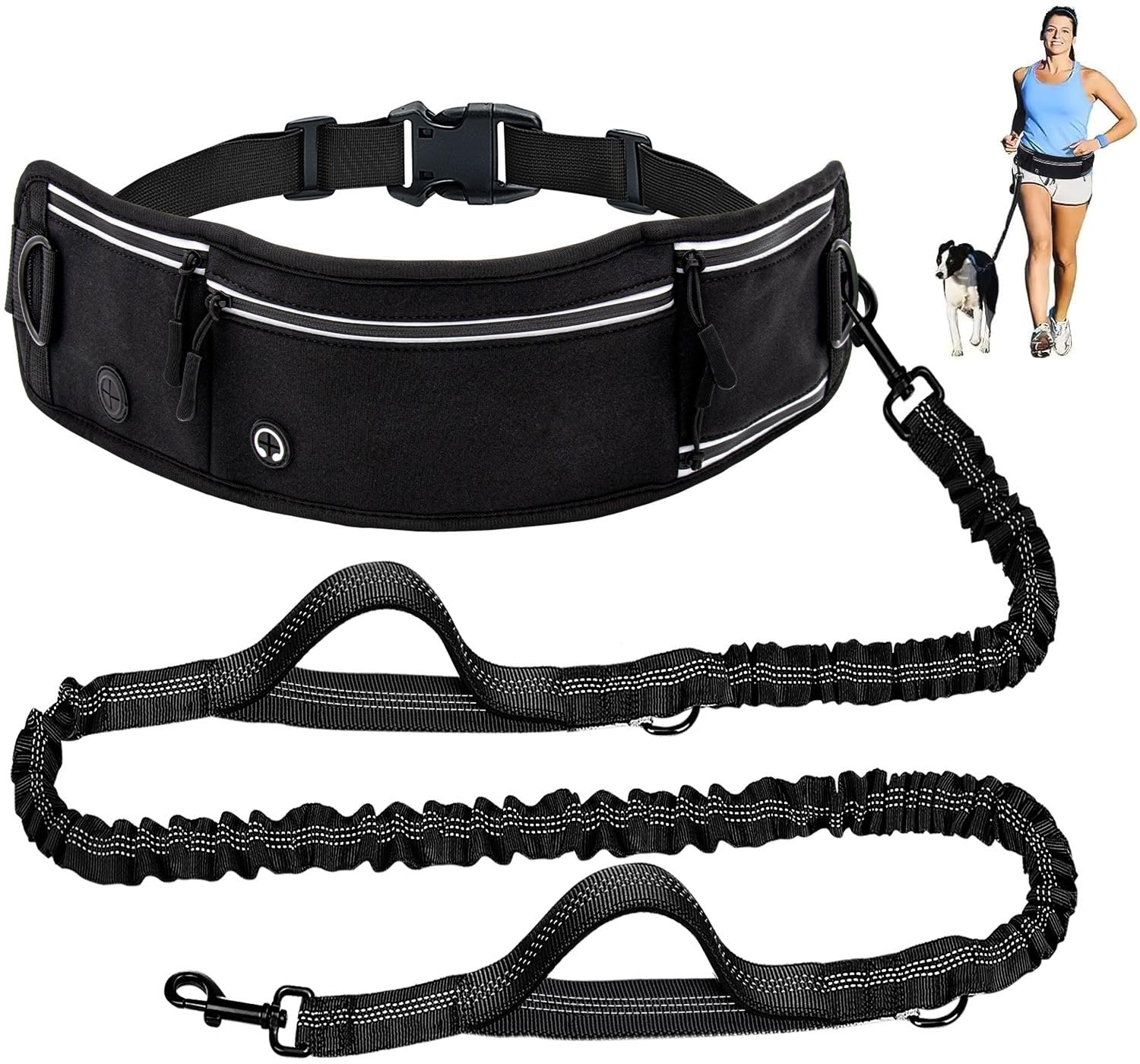 Skmeditec hands-free leash with waist belt enables hands-free dog walks