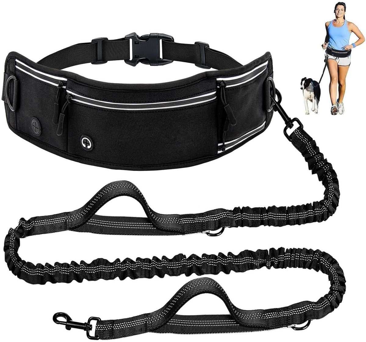 Skmeditec hands-free leash with waist belt enables hands-free dog walks