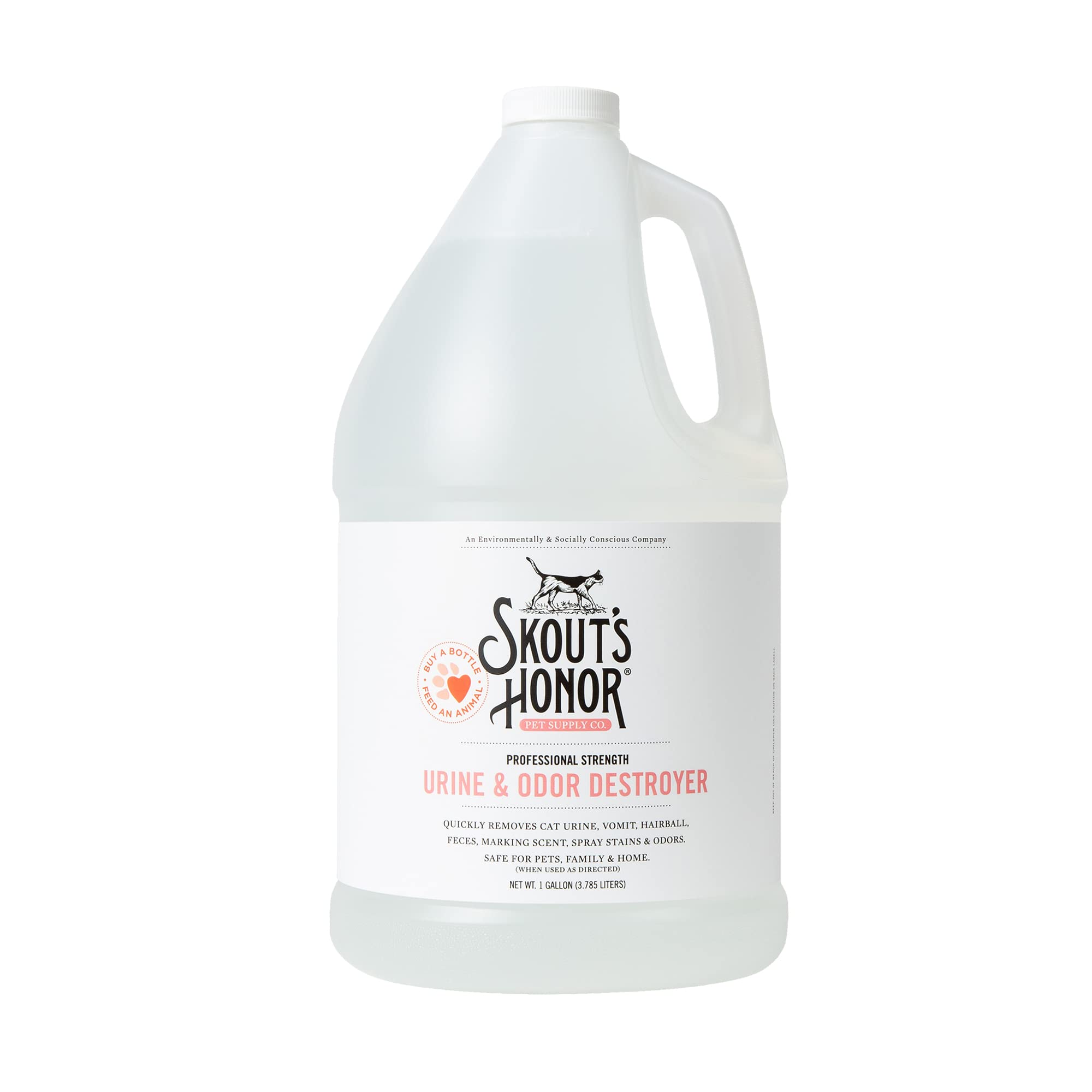Skout's Honor Cat Urine & Odor Destroyer bottle front showing professional-strength cleaning power.