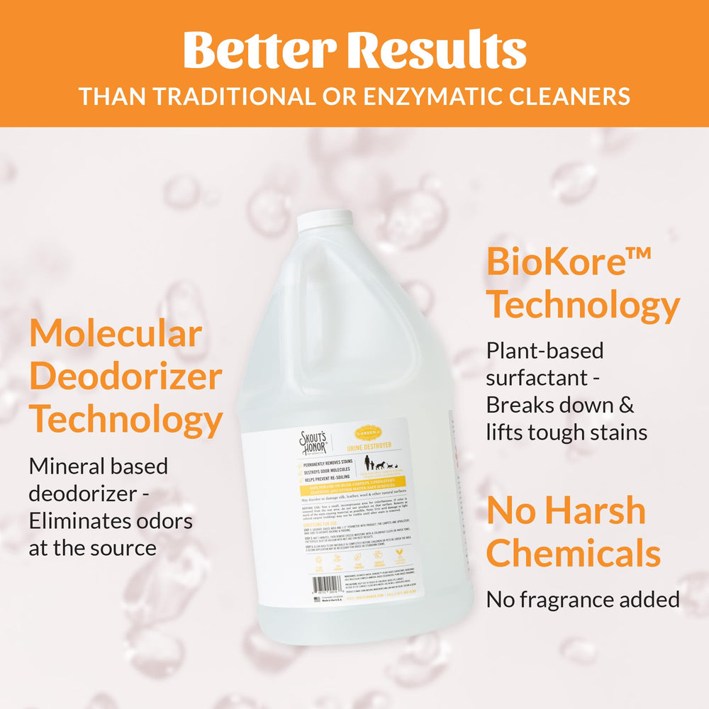 SKOUT'S HONOR Dog Urine Destroyer foaming action illustrates deep-cleaning on fibers