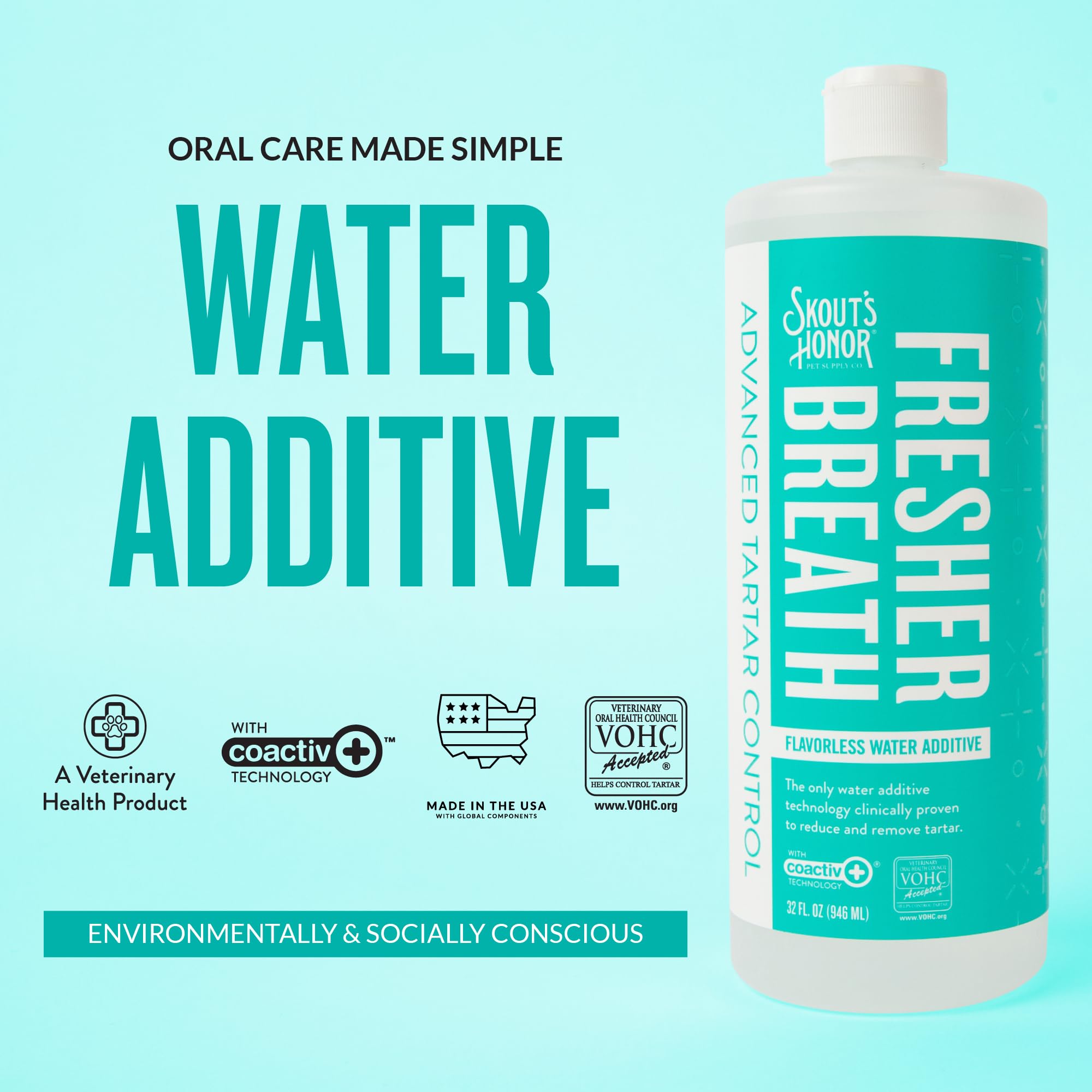 Skout's Honor Fresher Breath pour action shows easy daily use.