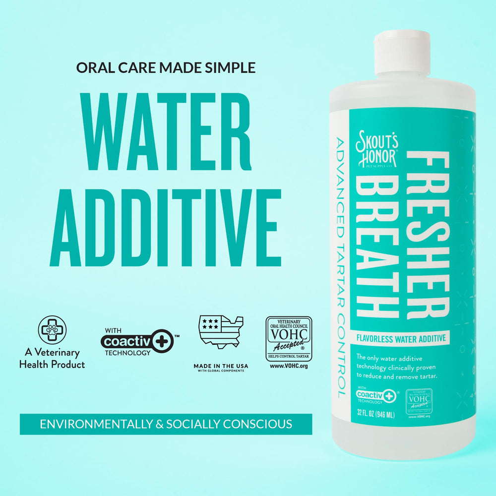 Skout's Honor Fresher Breath pour action shows easy daily use.
