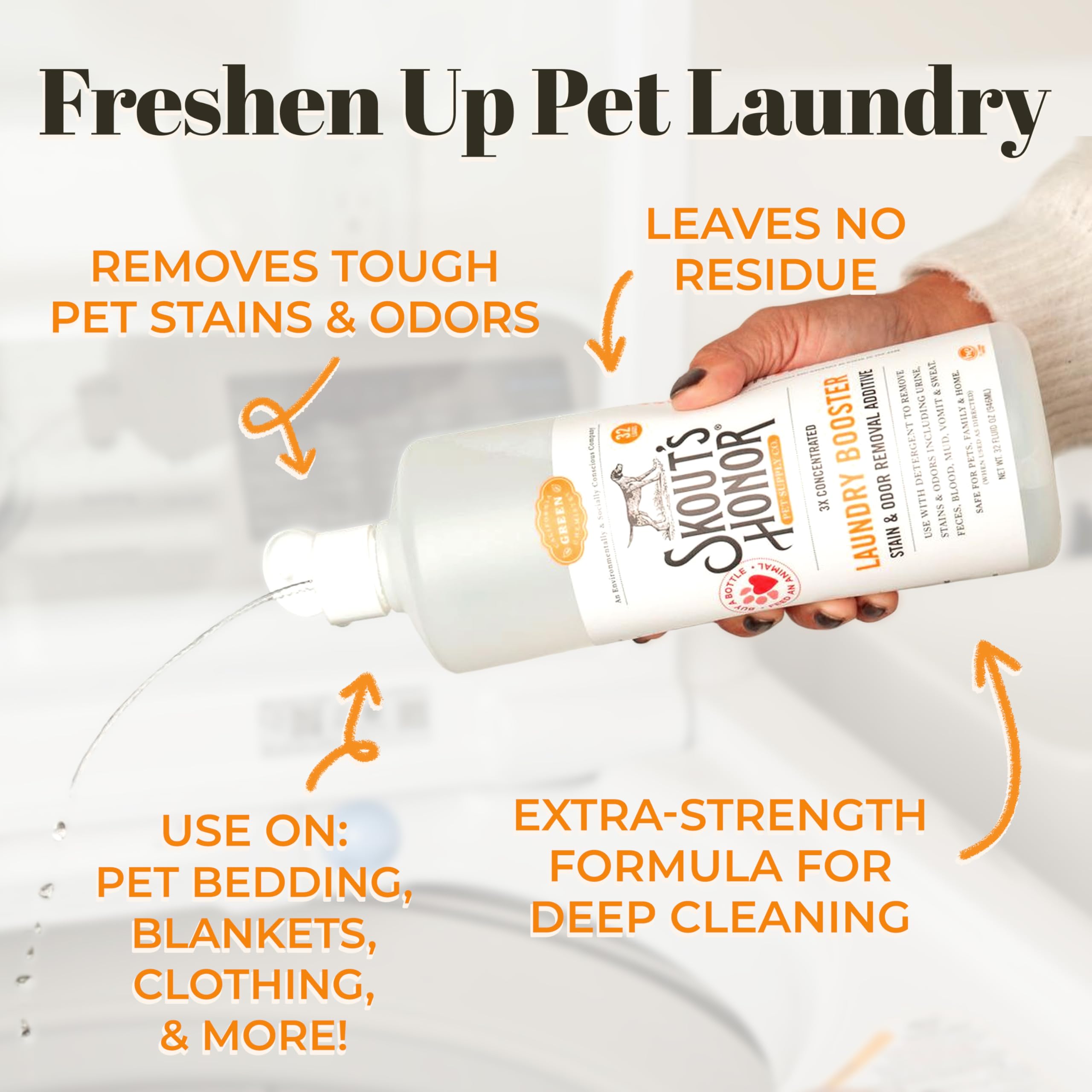 Skout's Honor Laundry Booster with 3x concentrate highlights powerful stain lifting