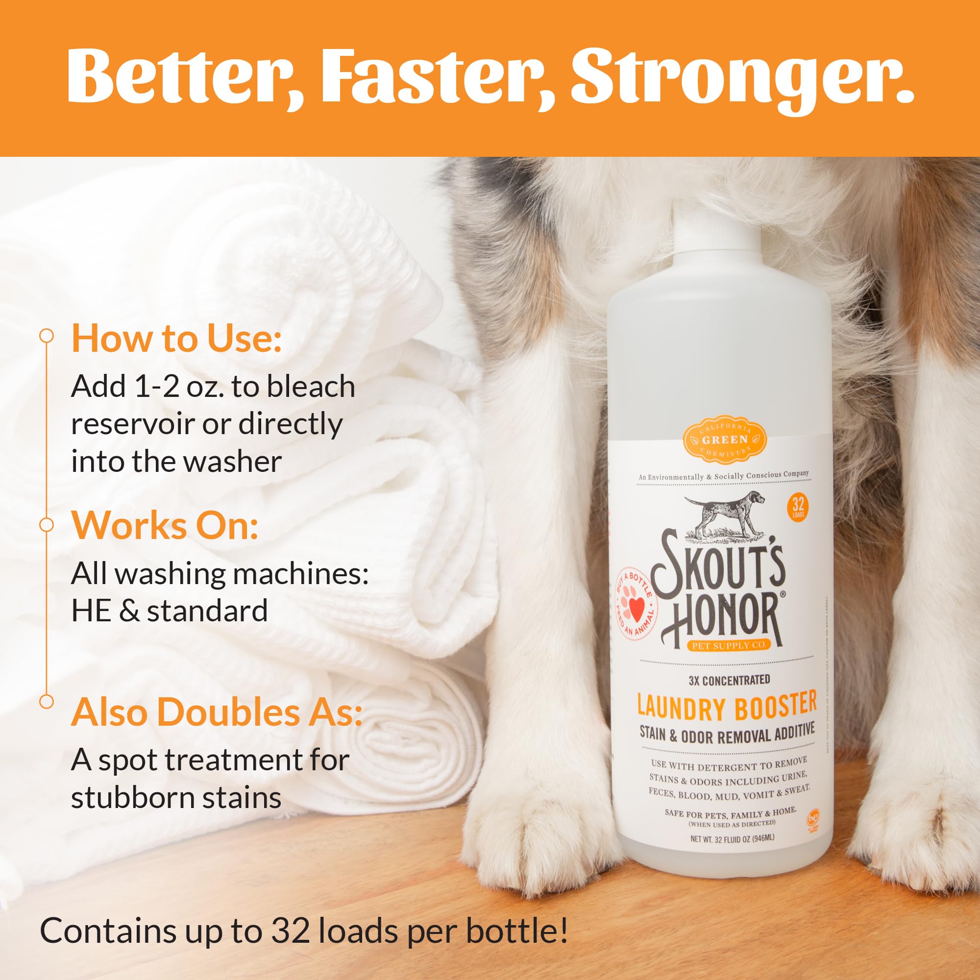 SKOUT'S HONOR Laundry Booster es ecológico y libre de crueldad para el hogar.