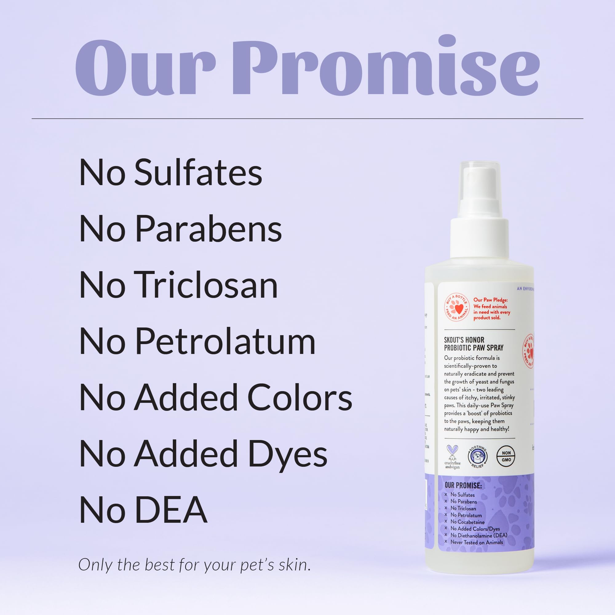 Before-and-after style image hints at reduced paw odor after spray.