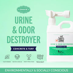 SKOUT'S HONOR Pet Urine Destroyer spray-action demonstrates easy application for odor control outdoors.