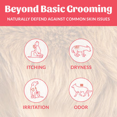 Skout's Honor probiotic shampoo highlights avocado oil ingredient for moisturized skin.