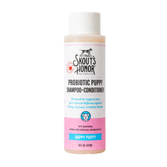 Skout's Honor probiotic dog shampoo bottle for gentle cleansing and hydration.
