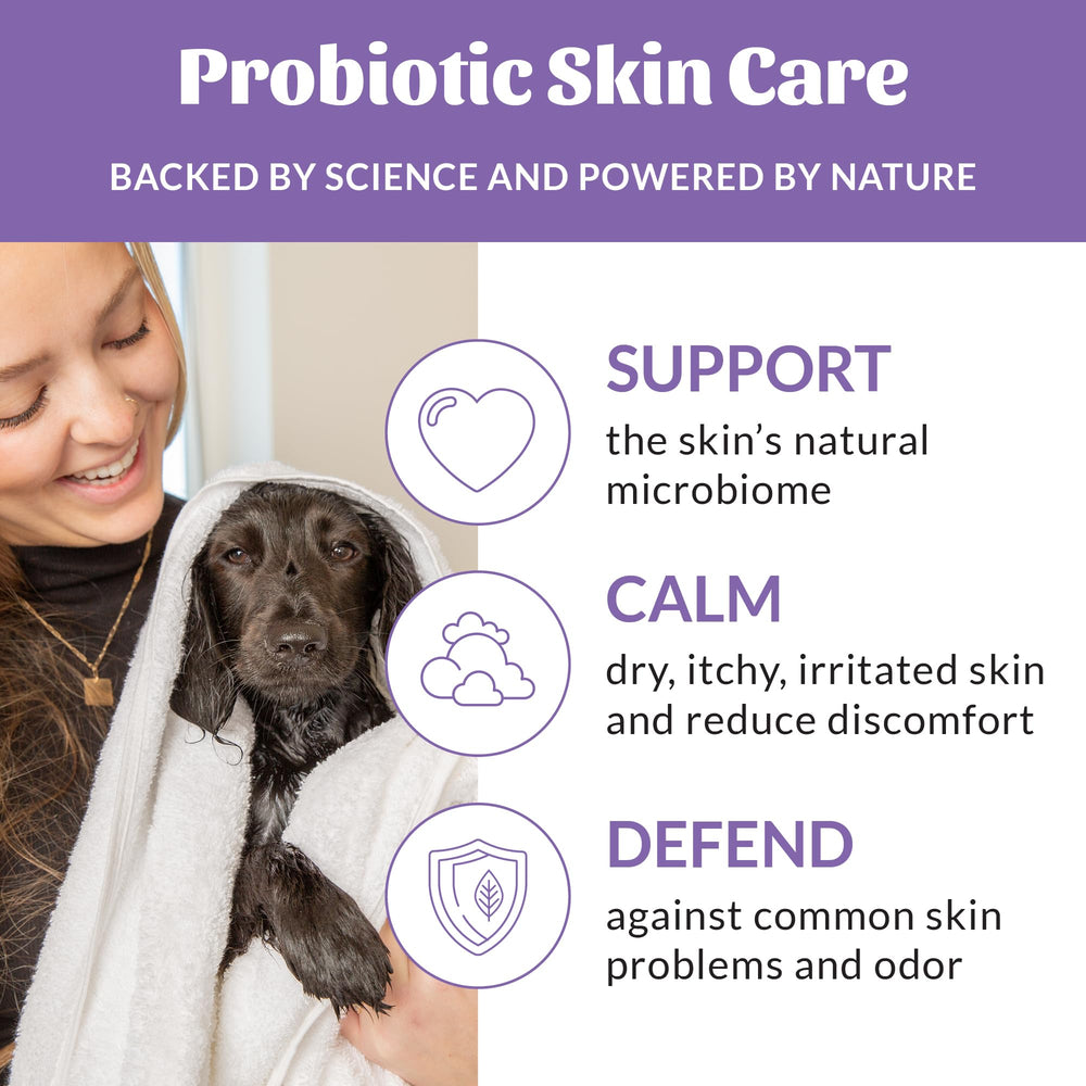 Skout's Honor probiotic dog shampoo lavender application demonstrates quick, even distribution.