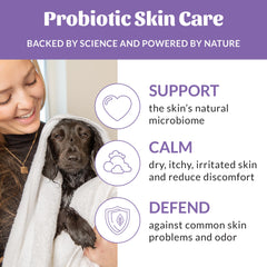 Skout's Honor probiotic dog shampoo lavender application demonstrates quick, even distribution.