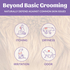 Skout's Honor probiotic dog shampoo lavender foam illustrates easy, even coat spread.