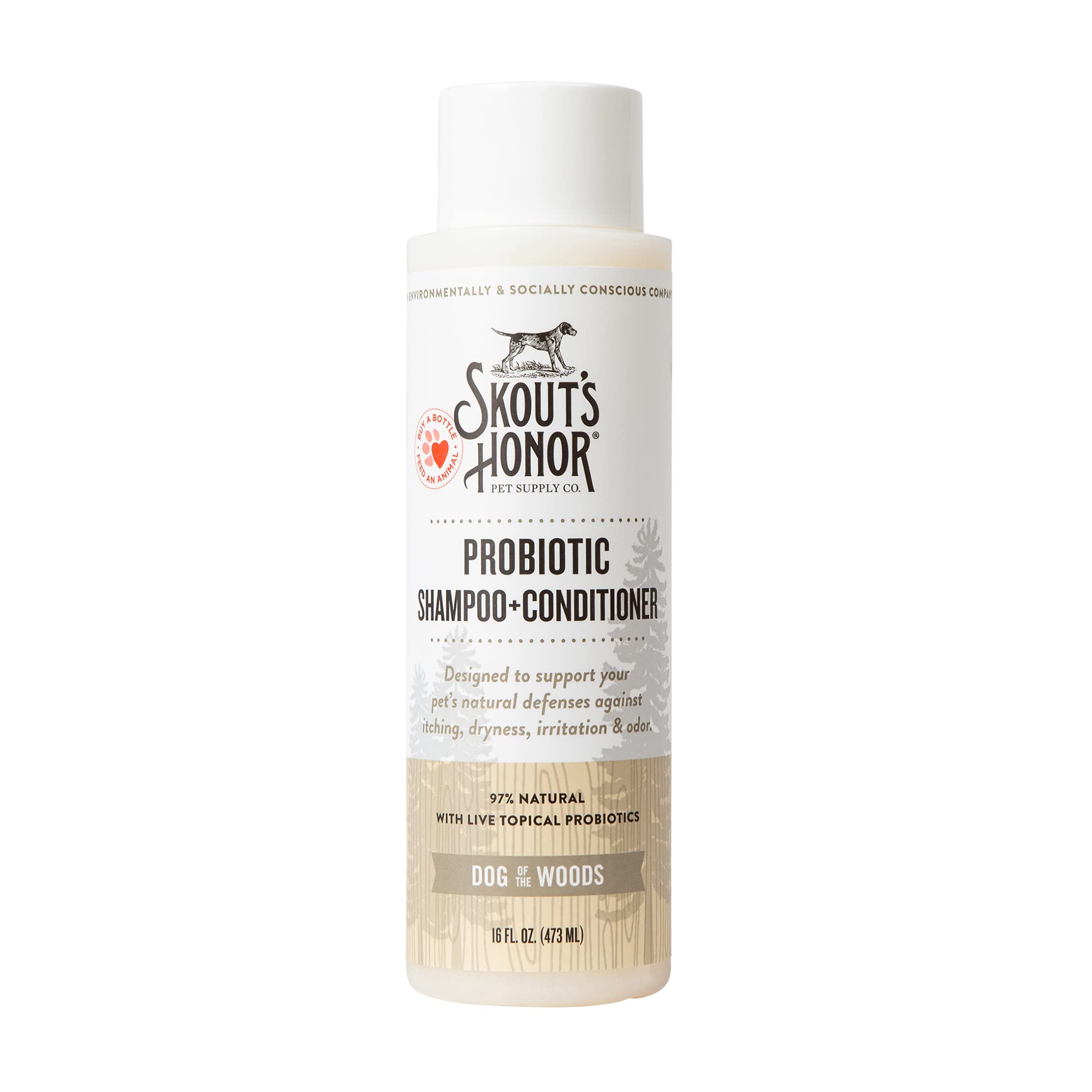 Skout's Honor probiotic-pet-shampoo-avocado-oil-bottle shows nourishing coat care from avocado oil.