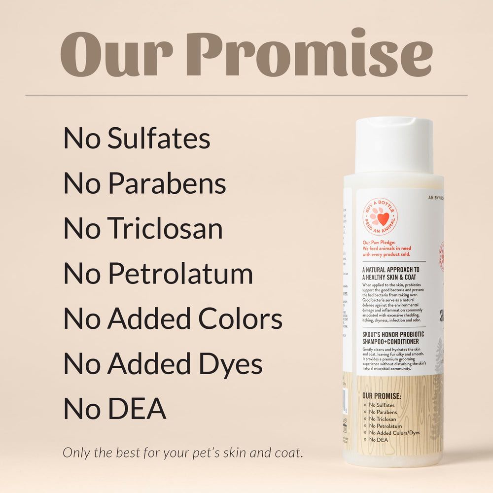 Skout's Honor probiotic-pet-shampoo-dog-of-the-woods-scent delivers an outdoorsy bath fragrance.