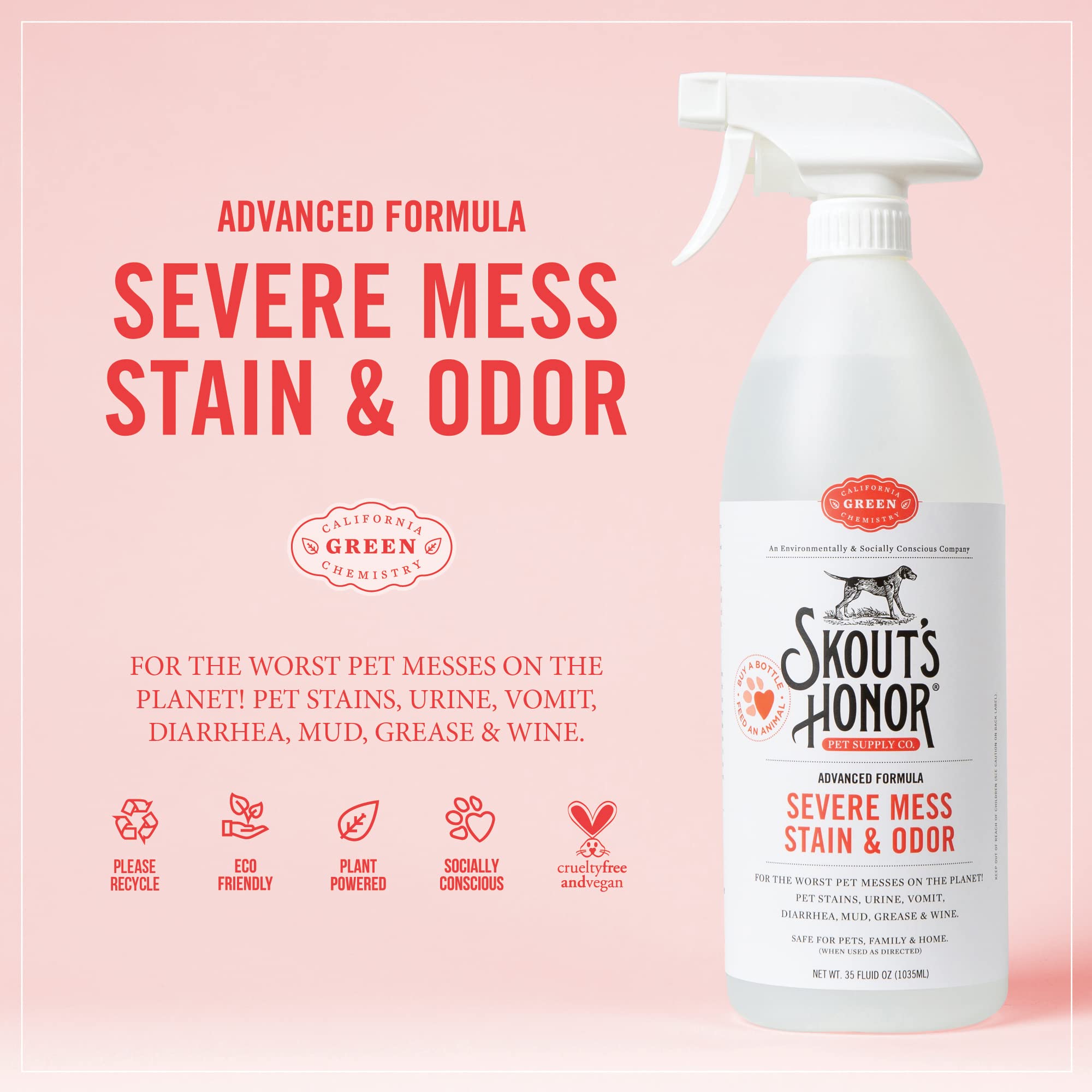 SKOUT'S HONOR Severe Mess carpet application demonstrates wide coverage and stain lifting.