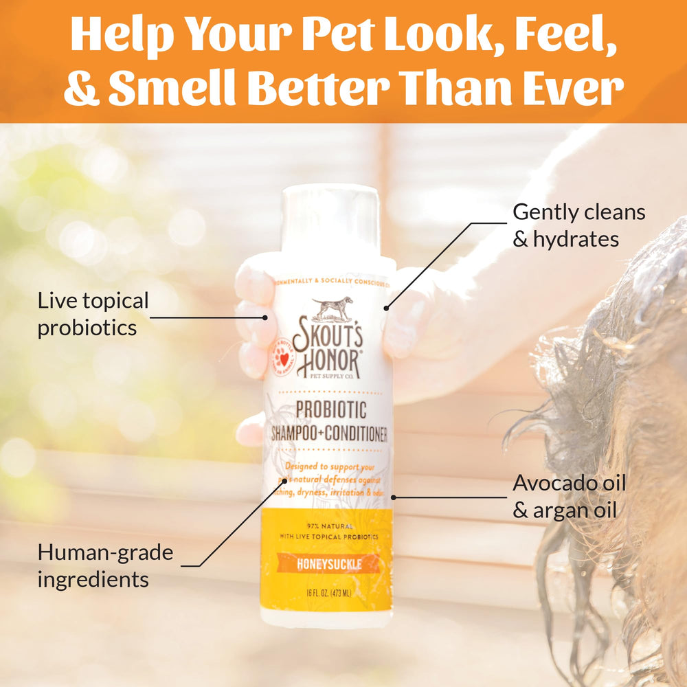 Skout's Honor sulfate-free and parabens-free label for gentle cleansing.