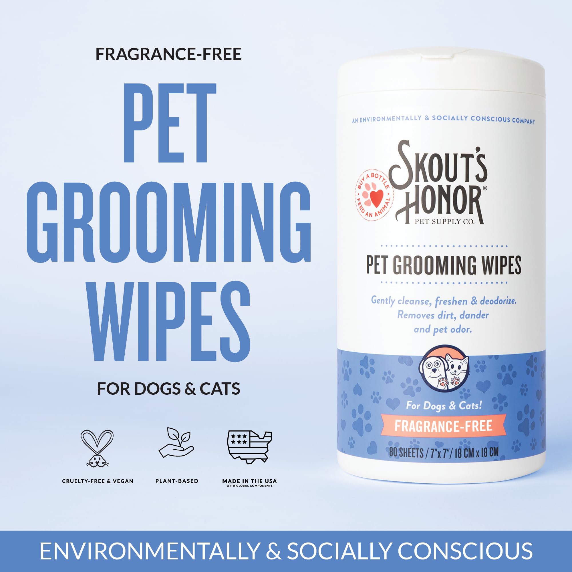 SKOUT'S HONOR: Toallitas para rostros de perros y gatos, higiene suave sin irritación.