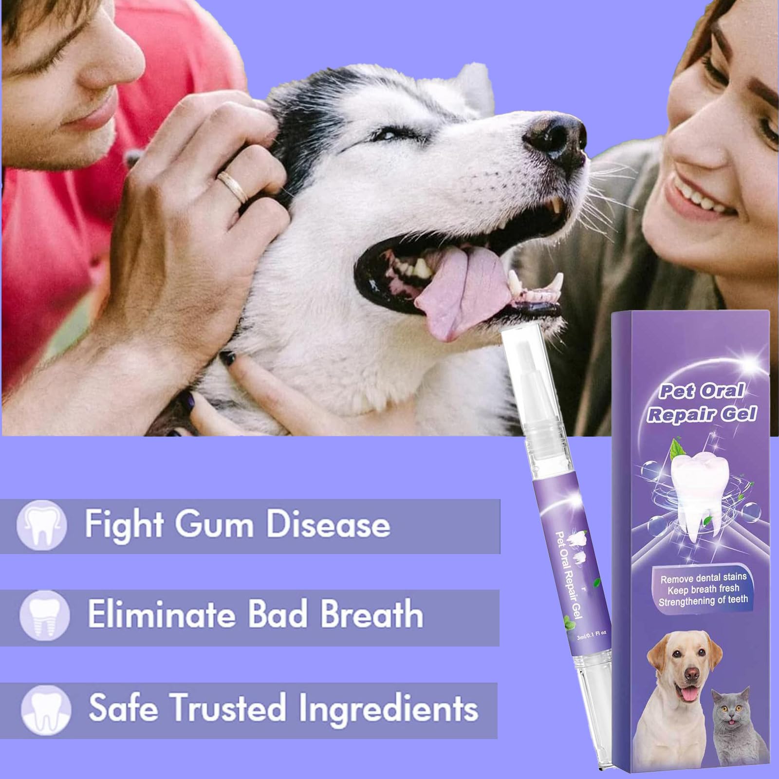 SKROSS pet oral repair gel pen tip demonstrates easy direct application to teeth