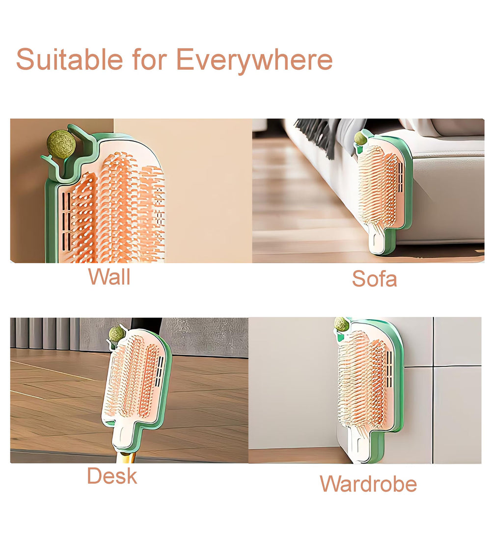 Skwpepe corner brush mounted in corner for self grooming.