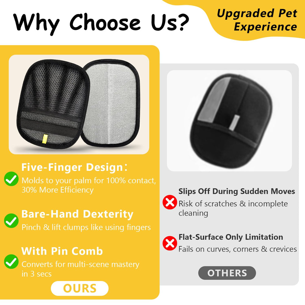 Skyfind 2Pcs Pet Hair Removal Glove uses electrostatic tech to lift hair and dust