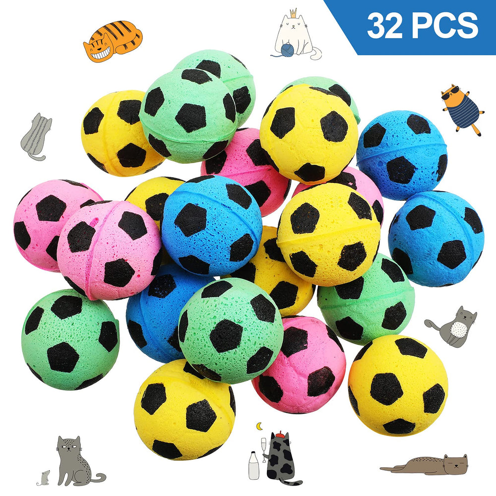 Skylety cat soccer ball 32-pack provides ample playtime for multiple pets.