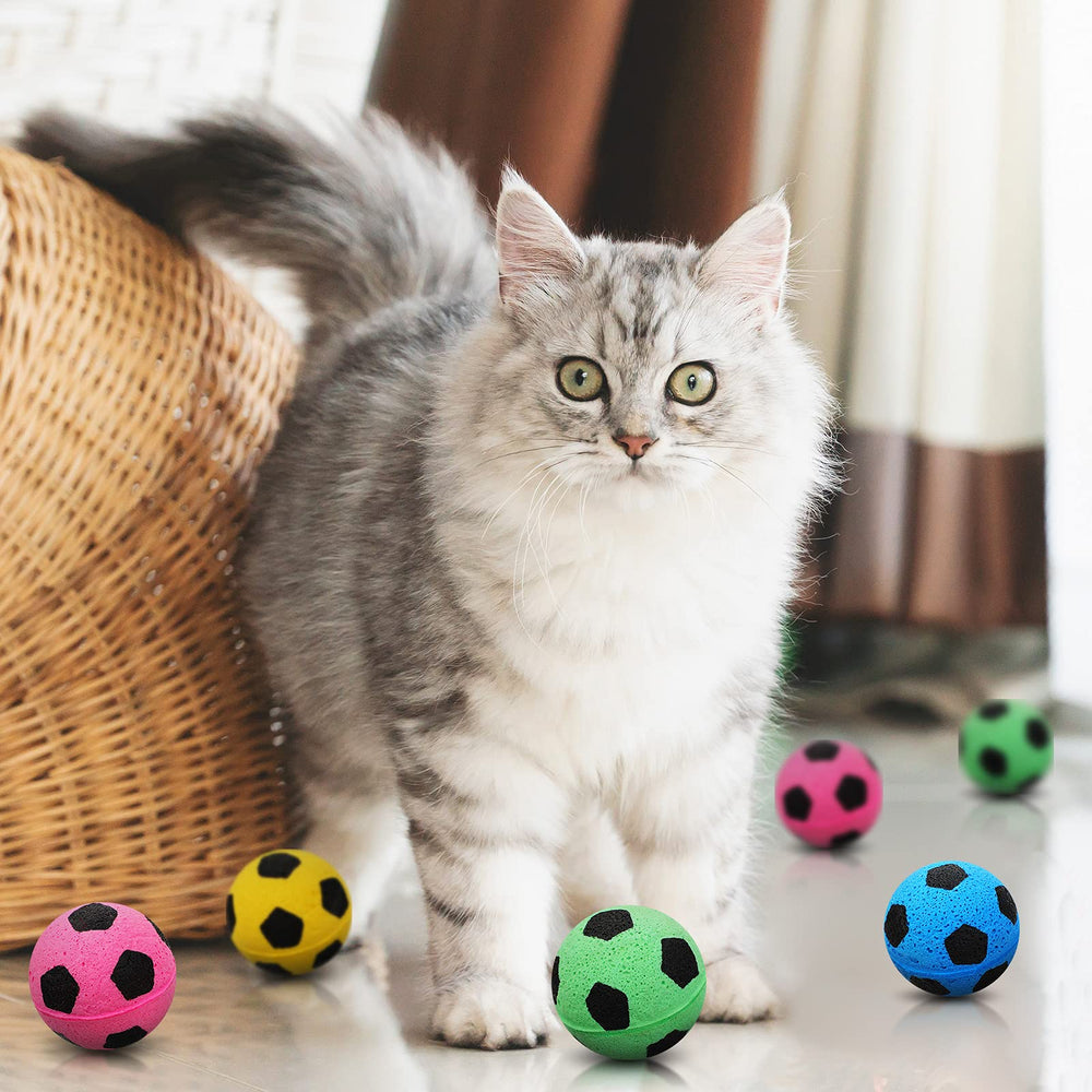 Skylety cat soccer ball in action demonstrates bouncing and chasing excitement.