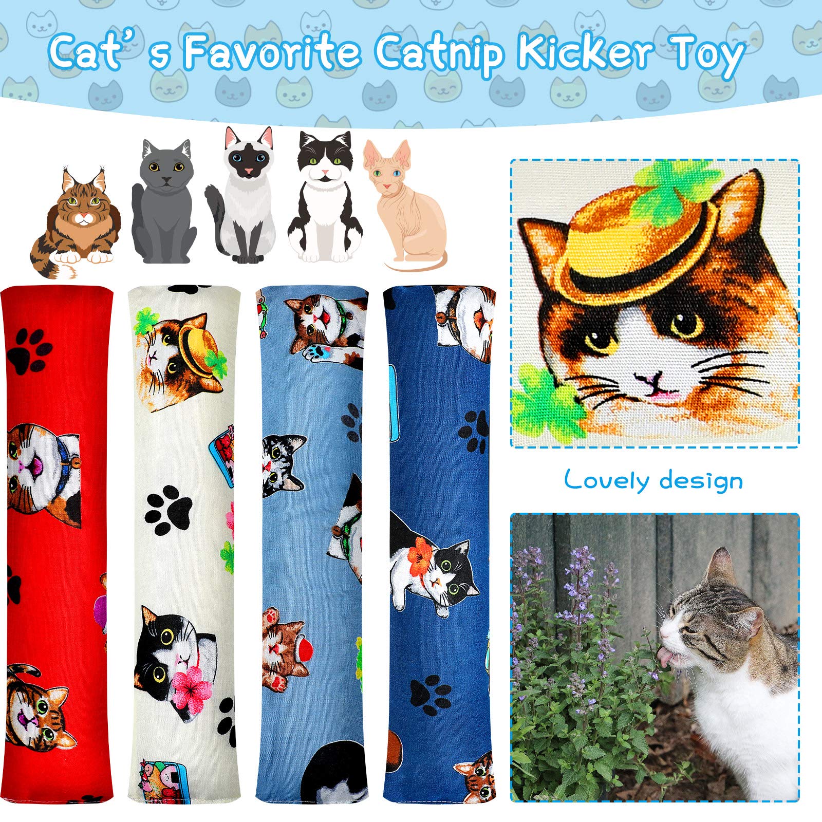 Skylety catnip filling in kicker toy attracting cats to play