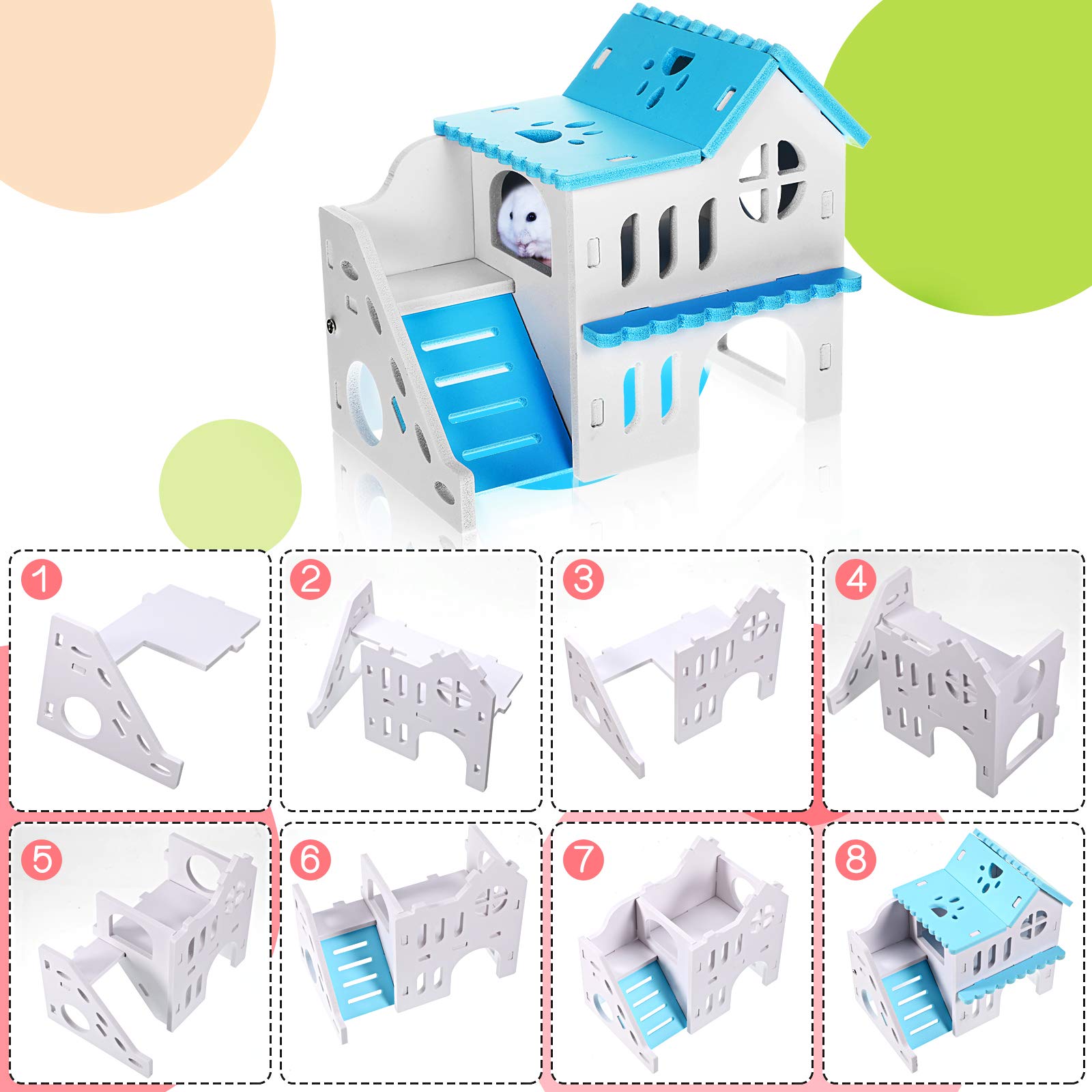 Skylety hamster house blue double-layer design for cozy resting and nesting