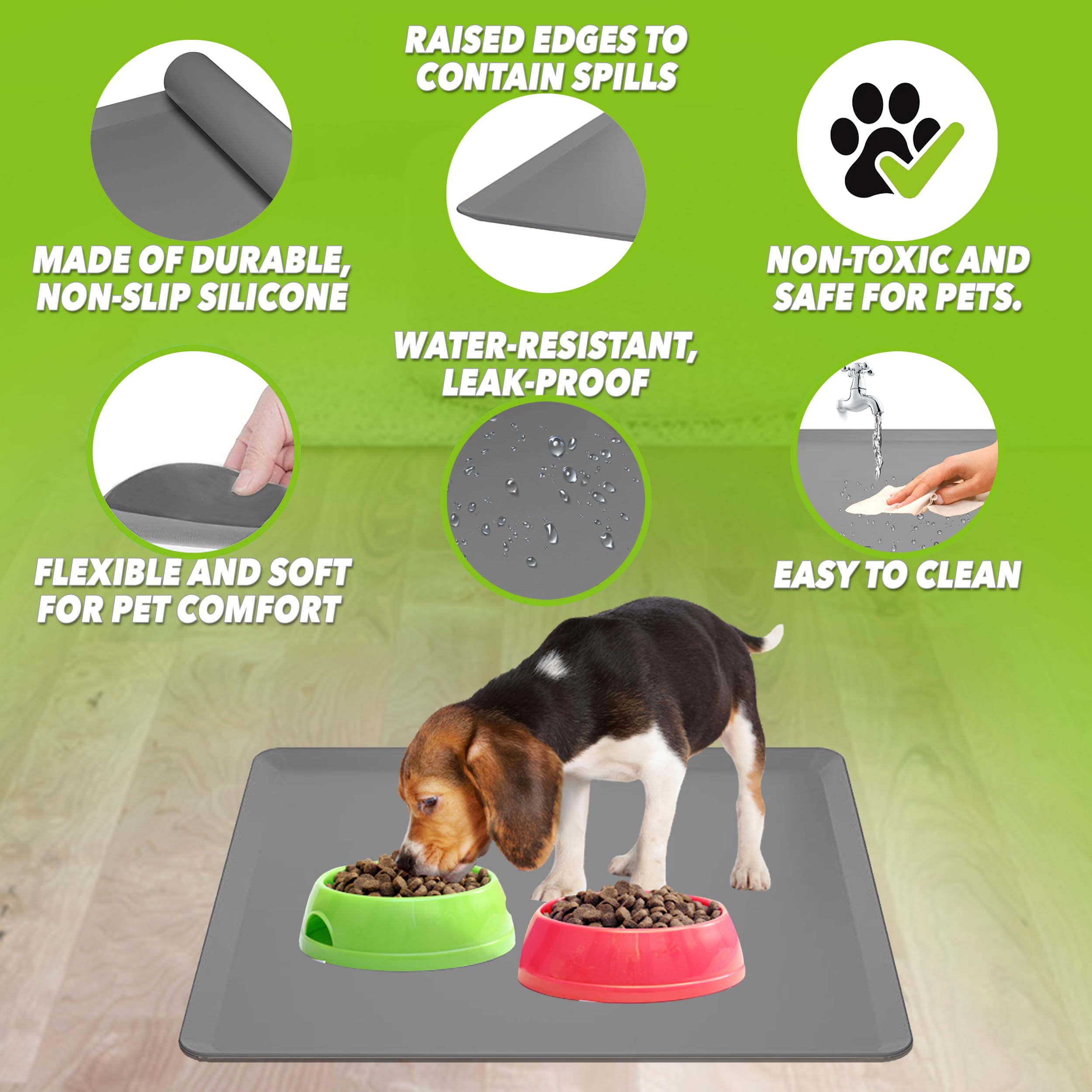 Skywin 24x24 dining mat provides spacious, spill-free feeding area.