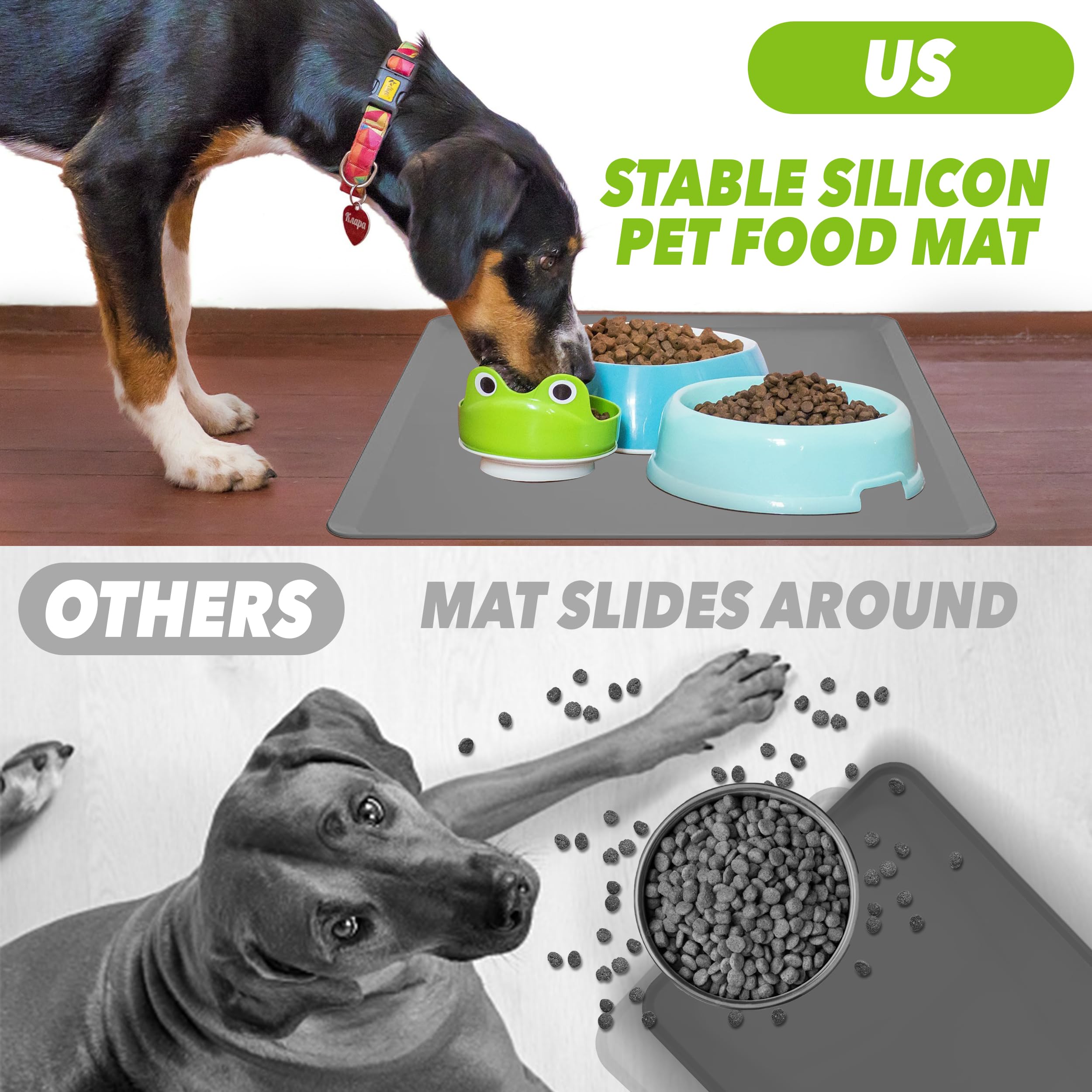 Skywin non-slip design keeps the mat in place during pet mealtime.