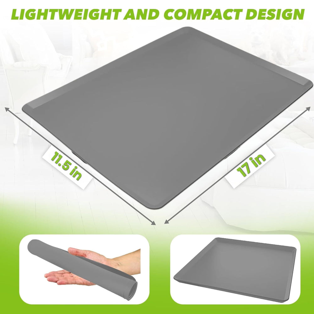 Skywin TidyFriend silicone dog mat spilllip edge helps keep floors clean.