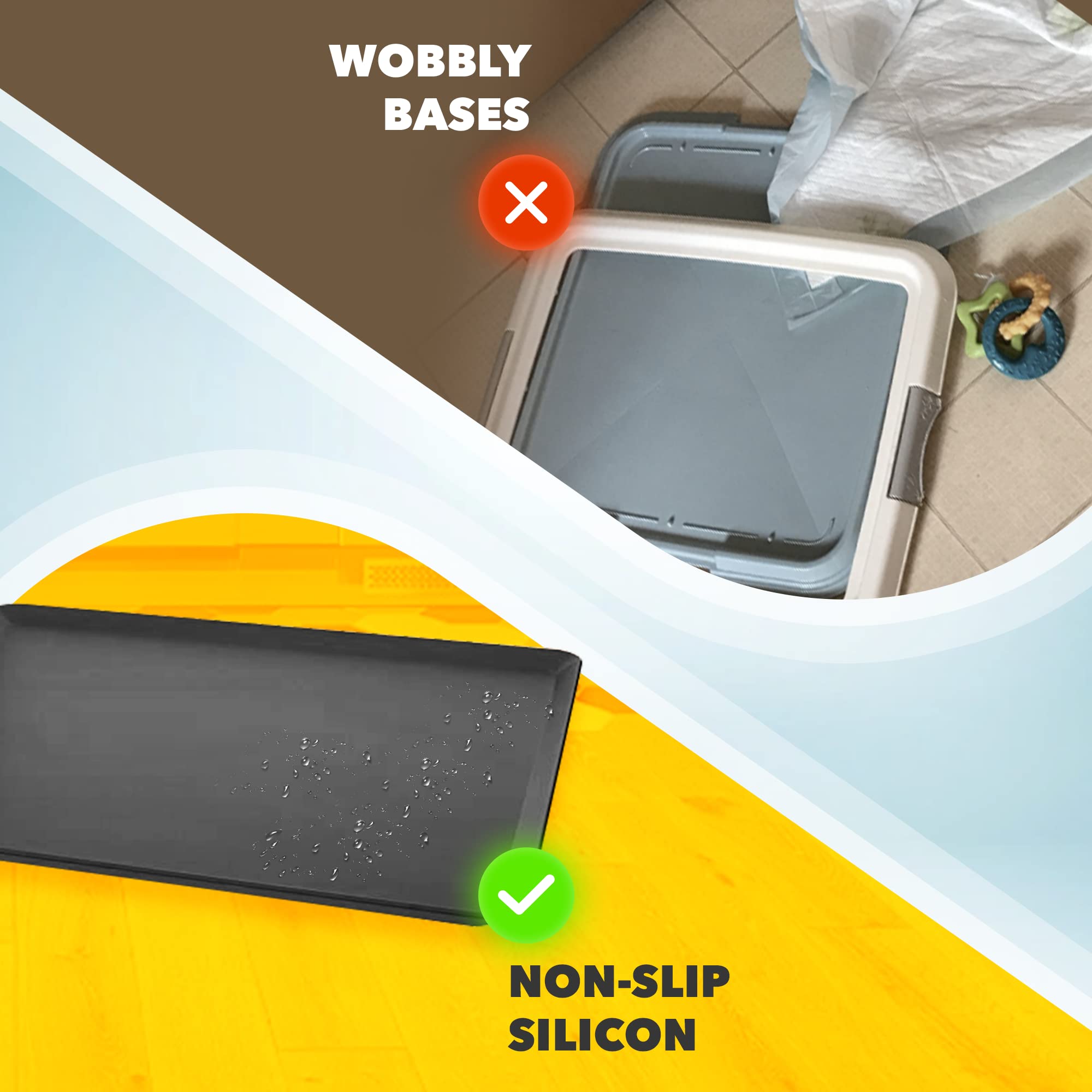 Skywin TidyFriend anti-slip base keeps pads secure on any indoor floor.