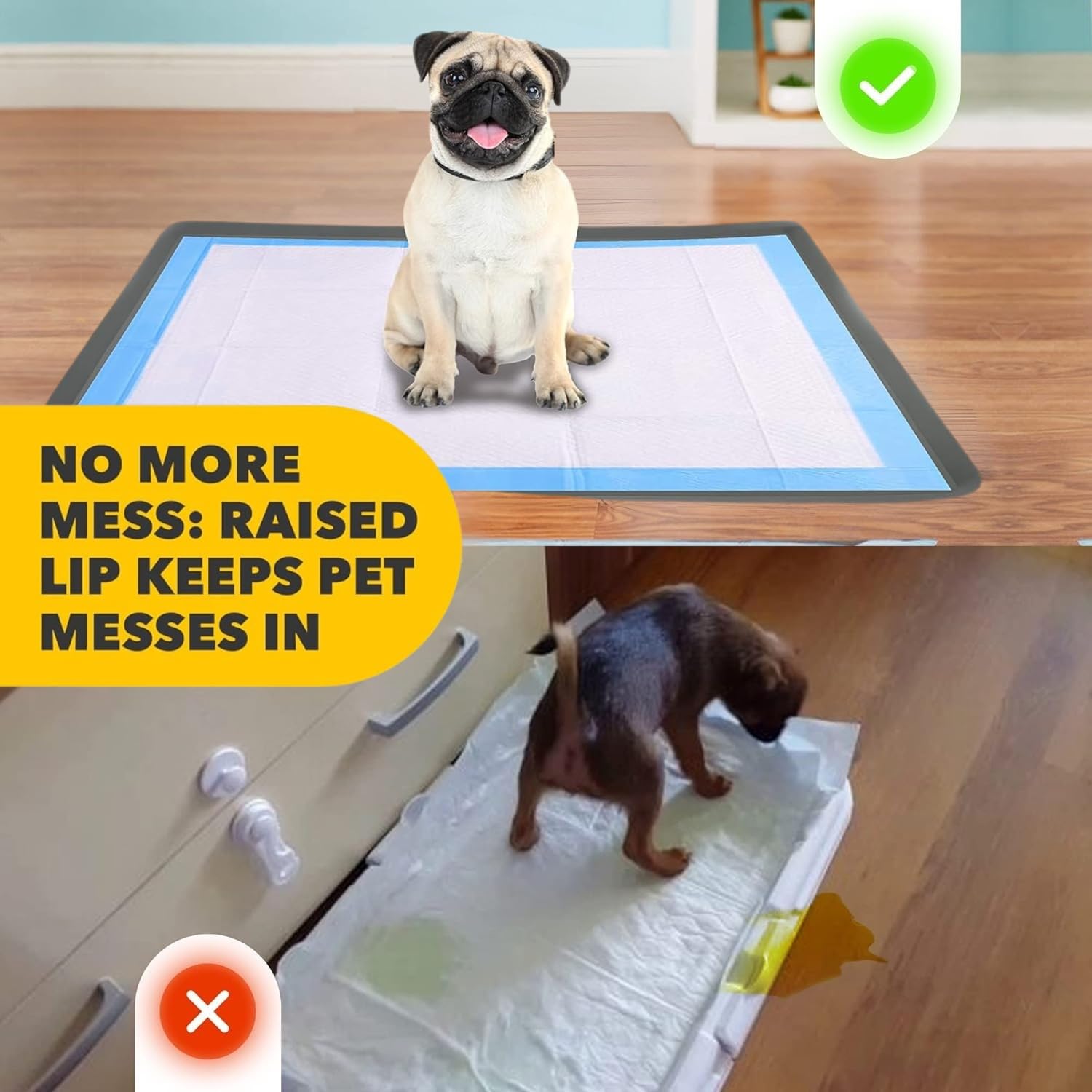 Skywin TidyFriend with a dog demonstrates quick, mess-free pad changes.
