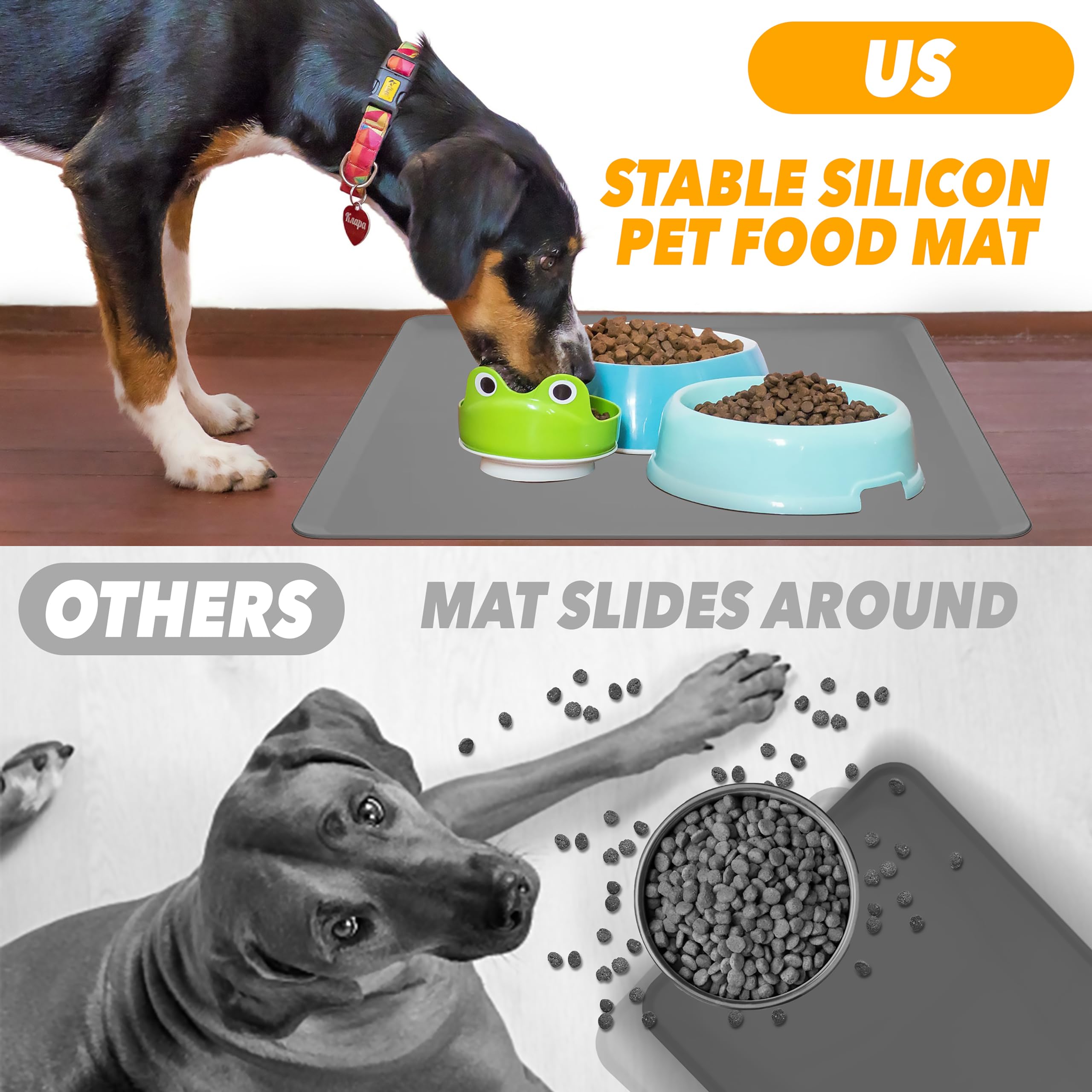 Skywin TidyFriend non-slip texture keeps bowls in place during meals.