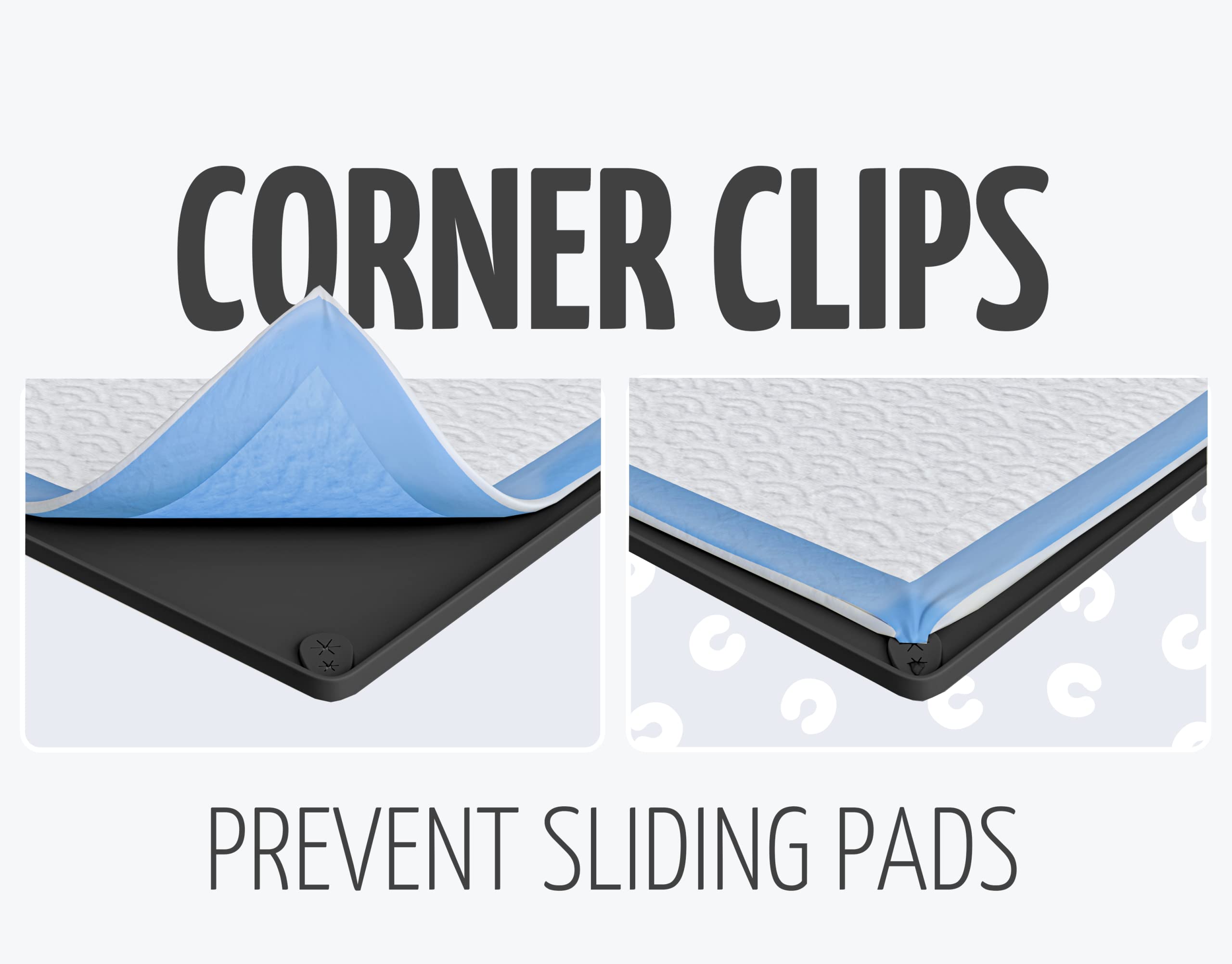 Skywin TidyFriend pee pad tray raised edges contain moisture and protect floors.