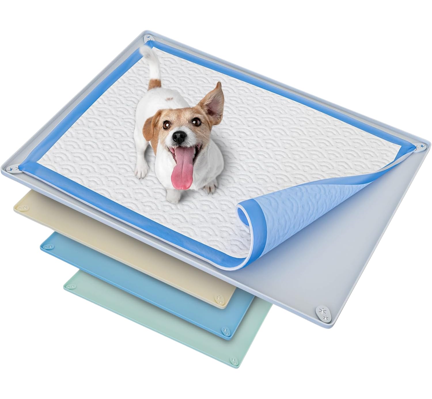 Skywin TidyFriend tray with raised edges for contained spills during puppy pad use.