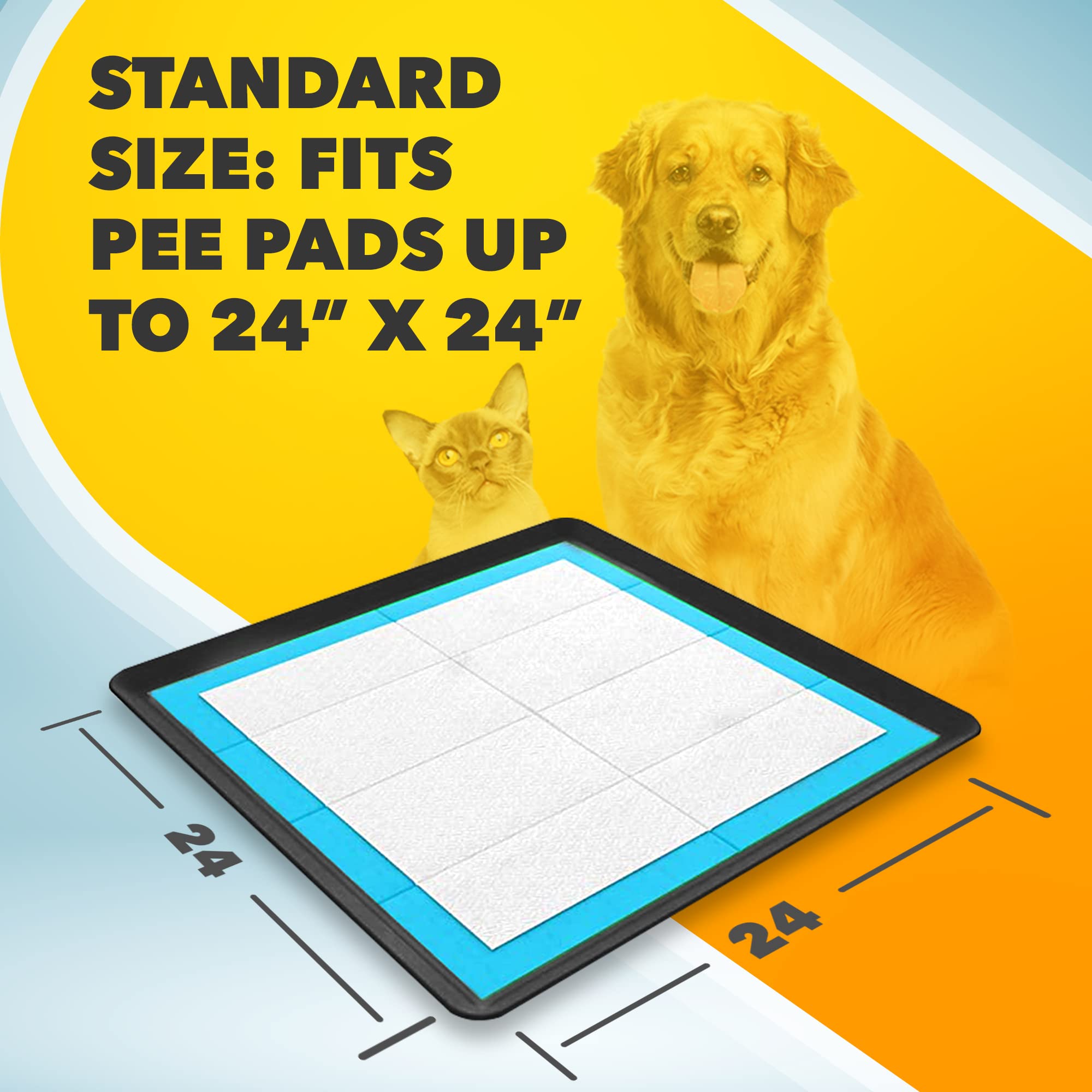 Skywin TidyFriend raised edges guide leaks and protect surrounding areas.