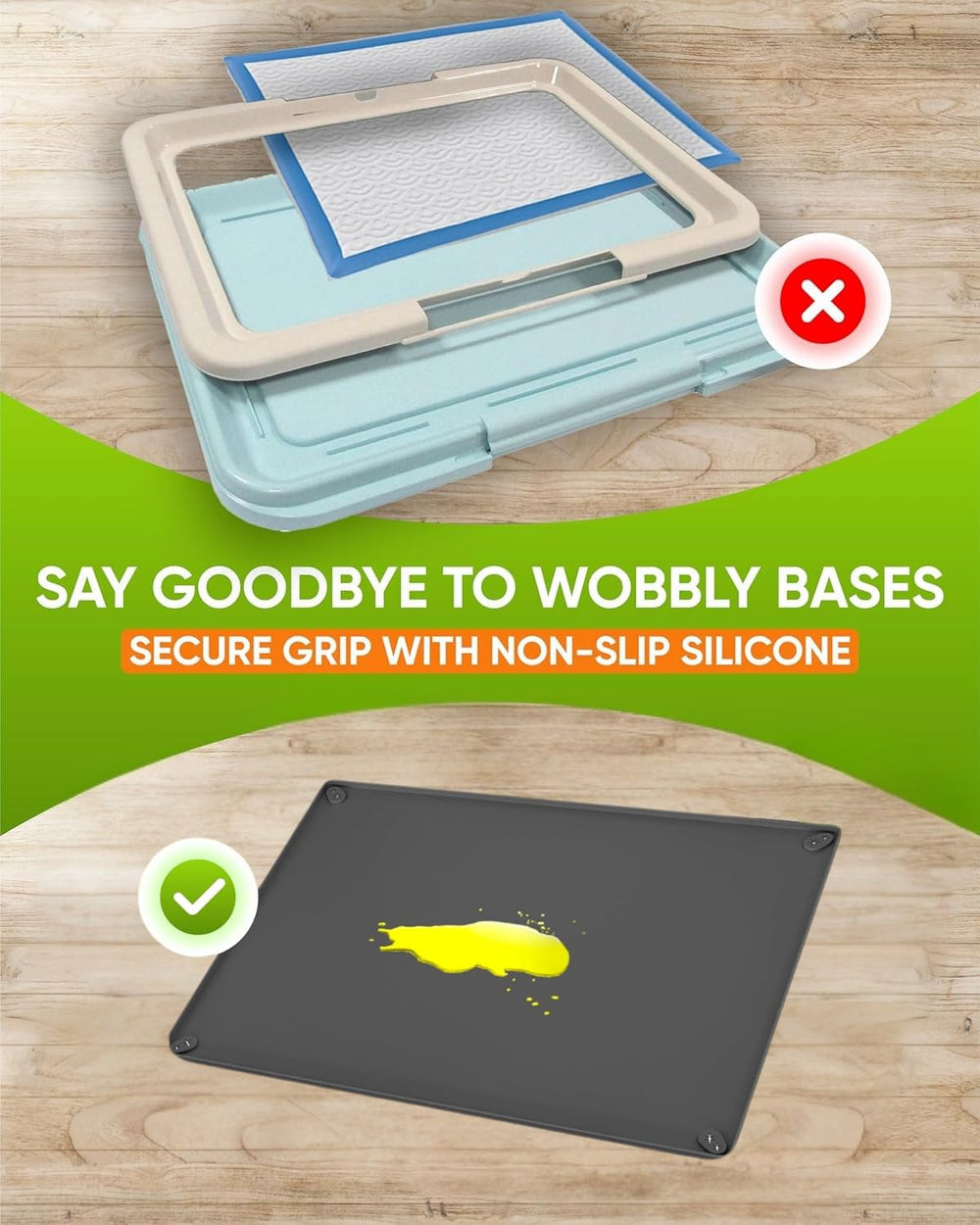 Skywin TidyFriend tray shows raised edges that contain spills and protect floors.